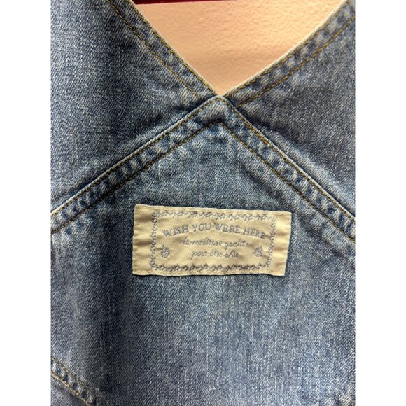 VTG Disney Denim Pooh Jumper Dress Sz L Embroidered Tigger Light Wash Cottage - Picture 6 of 12